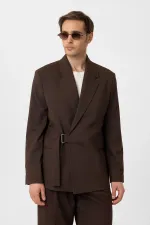 Antioch Kahve Kuşaklı Relax Fit Erkek Blazer Ceket