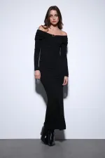 Antioch Siyah Drape Detaylı Aksesuarlı Elbise