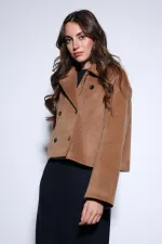 Antioch Camel Kruvaze Kadın Kısa Kaban