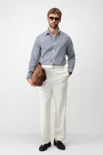 Chemise rayée Antioch bleu marine en mélange lyocell, coupe décontractée, pour homme