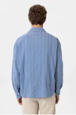 Antioch Bebe Blue Textured Jacquard Cotton Boys' Shirt