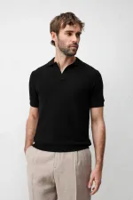 T-shirt en maille texturée premium Antioch Black pour homme