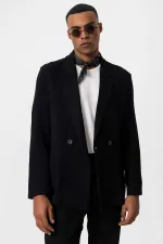 Antioch Black Double-Breasted Unlined Men's Blazer Jacket