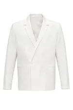 Antioch Ekru Tek Düğme Kruvaze Kapama Erkek Blazer Ceket