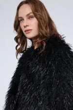 Manteau en fausse fourrure noire Antioch