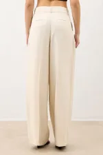 Antioch Krem Pileli Palazzo Kadın Pantolon