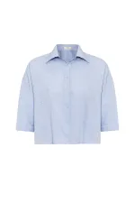 Chemise courte texturée bleue Antioch pour femme