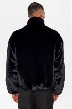 Manteau en fausse fourrure à col montant Antioch pour homme, noir