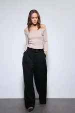 Antioch Beige Off-Shoulder Detail Top