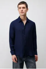 Antioch Navy Blue Crinkled Relax Fit Men's Shirt
