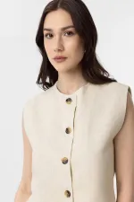 Antioch Natur Keten Karışımlı Kadın Yelek