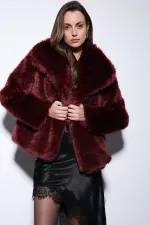 Antioch Bordo Suni Kürk Kadın Ceket