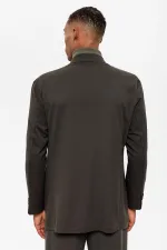 Antioch Khaki Double-Breasted Men's Blazer Jacket with Concealed Pockets