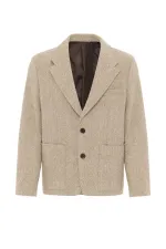 Blazer oversize pour homme, beige à chevrons, style Antioch