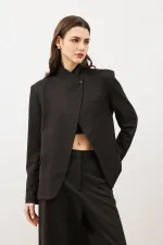 Antioch Kahve Dik Yaka Kadın Blazer Ceket