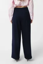 Antioch Lacivert Kemerli Pilili Kadın Pantolon