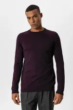 Antioch Plum Crew Neck Slim Fit Knit Sweater