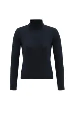 Antioch Lacivert Kadın Boğazlı Triko Kazak