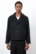 Antioch Black Double-Breasted Short Men's Coat