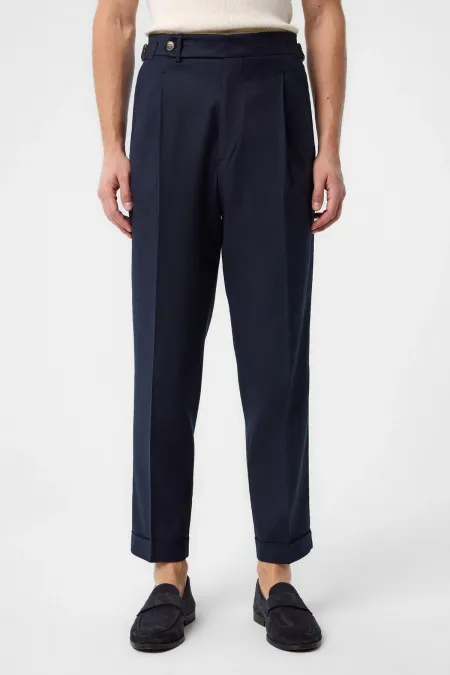 Pantalon homme Antioch bleu marine, coupe italienne, taille haute