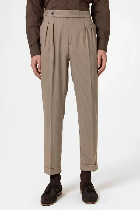 Antioch Mink High-Waisted Striped Double-Leg Men's Trousers