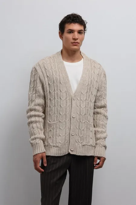 Gilet pour homme Antioch écru à tresse texturée