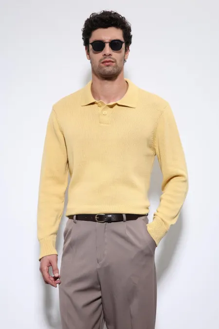 Pull basique pour homme Antioch jaune à col polo