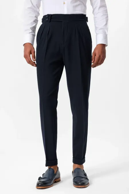 Pantalon Antioch Navy taille haute plissé texturé pour homme