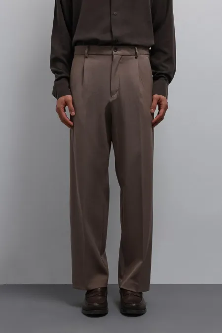 Antioch Mink Relax Fit Pleated Men's Trousers