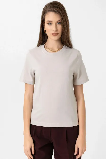 T-shirt basique à col rond pour femme Antioch Stone