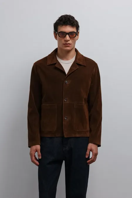 Antioch Kahve Süet Erkek Klasik Ceket