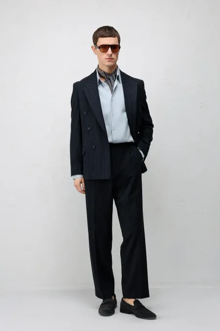 Costume rayé Antioch Navy coupe décontractée pour homme