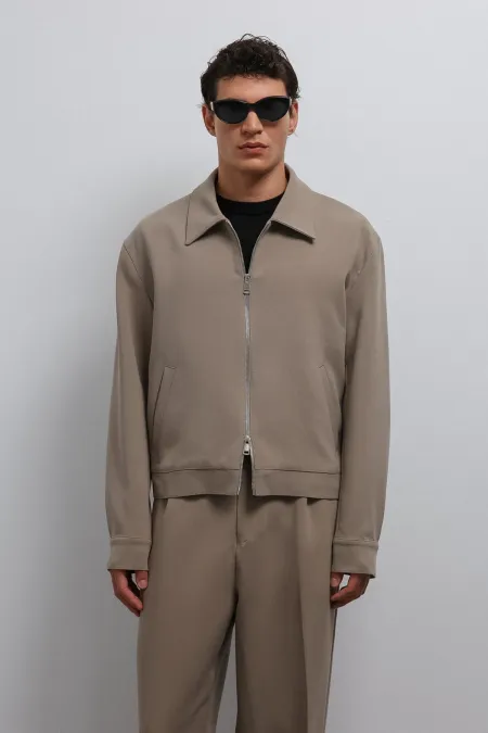 Veste de saison Antioch beige à fermeture éclair pour homme