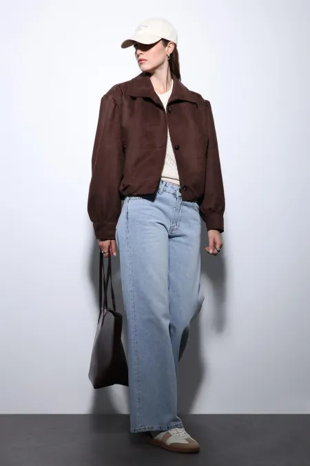 Veste bomber femme Antioch Coffee aspect daim