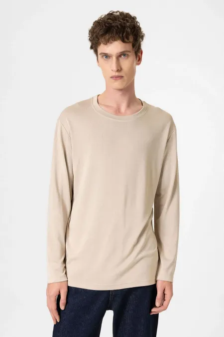 T-shirt basique beige Antioch pour homme, coupe décontractée