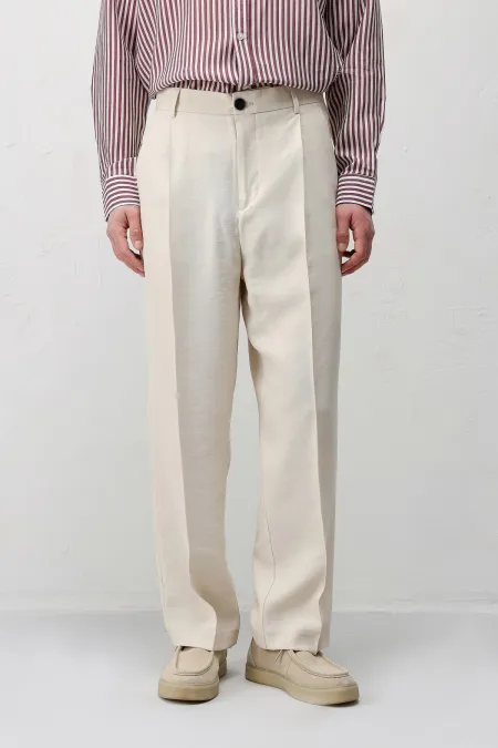 Antioch Cream Modal Fabric Men's Trousers