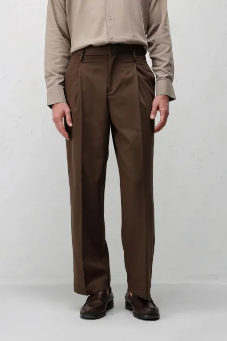 Pantalon plissé coupe décontractée Antioch Coffee pour homme