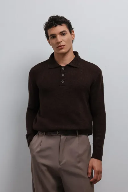 Pull pour homme à col boutonné Antioch Coffee