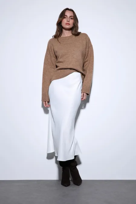 Jupe midi en satin blanc Antioch