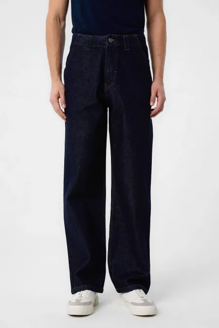 Jean Antioch bleu marine foncé coupe décontractée pour homme