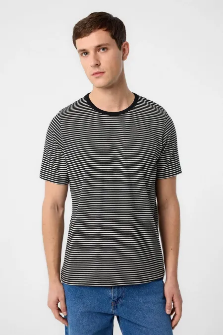 T-shirt rayé noir coupe classique Antioch pour homme
