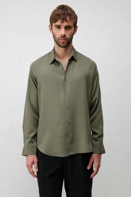 Antioch Koyu Haki Teknik Regular Fit Erkek Gömlek