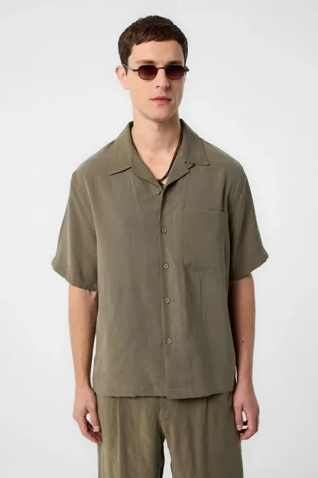 Antioch Haki Modal Kumaş Erkek Gömlek