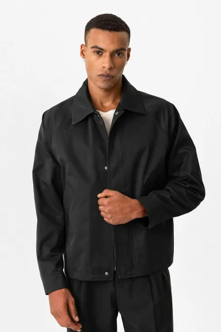Veste courte Antioch noire pour homme, idéale pour le printemps