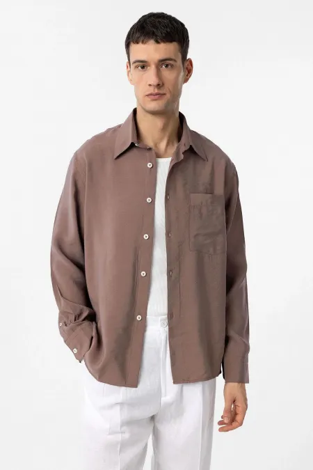 Chemise homme Antioch Coffee en tissu modal coupe décontractée