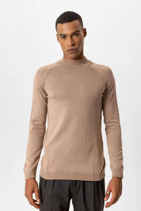 Pull en maille à col demi-col Antioch Mink pour homme