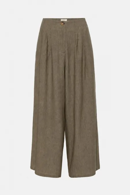 Antioch Khaki Linen Blend Women's Culotte Pants Antioch Khaki Linen Blend Women's Culotte Pants