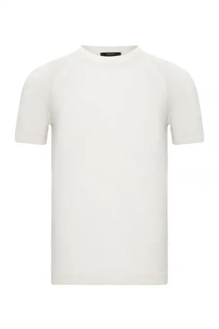 T-shirt Antioch Ecru à col rond en maille