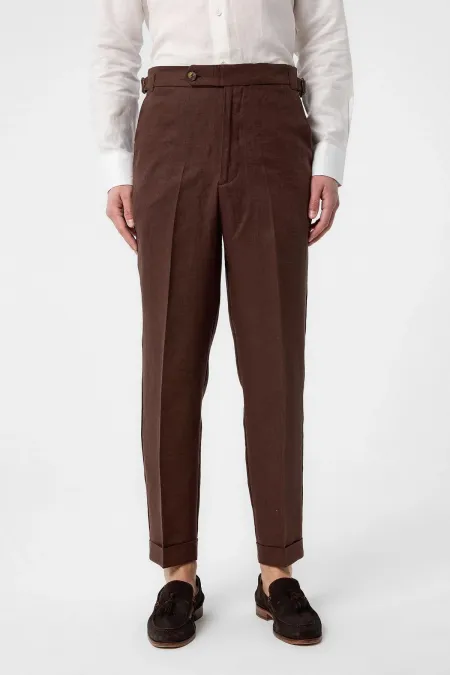 Antioch Coffee 100% Linen Italian Cut Men's Trousers