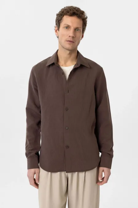 Chemise homme Antioch Coffee Relax Fit en tissu modal